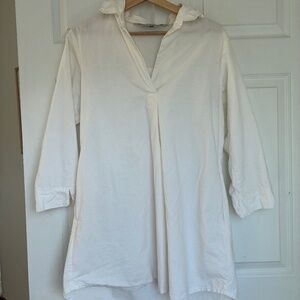 Red Land Cotton sleep shirt white S NWOT